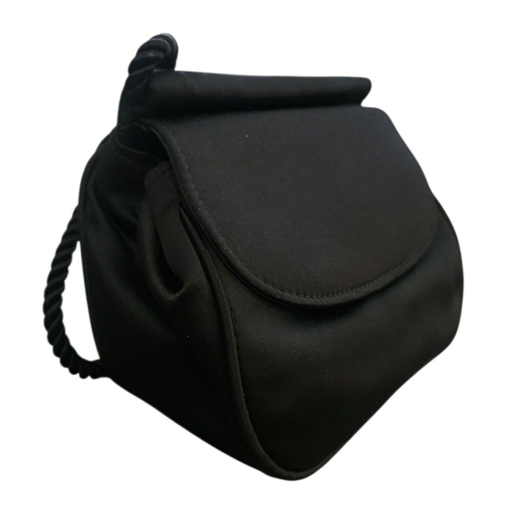 Bloomingdale’s Vintage Black Satin Evening Shoulder Bag Purse 80s 90s Formal - Picture 4 of 9